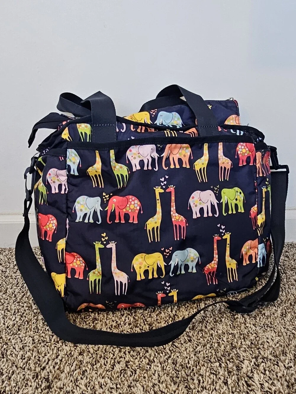 LeSportsac Ryan Neutral Diaper Bag Animal Print